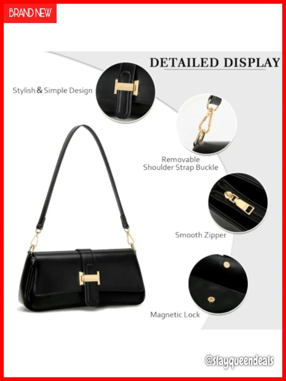 Vegan Leather Hobo Crossbody Bag with Zipper Closure Removable Strap